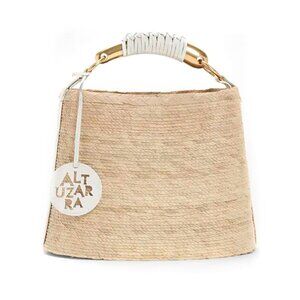 Altuzarra Watermill Straw Metal Handle Mini Bag – Natural/White